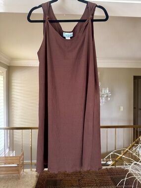 Portocruz Brown Sleeveless Swim Coverup with Knotted Straps